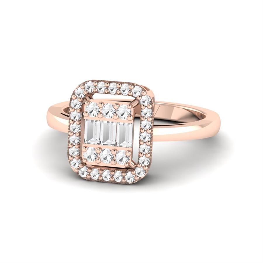 Bagues Princesse Argent Plaqué Or Rose Diamant 0.5 ct