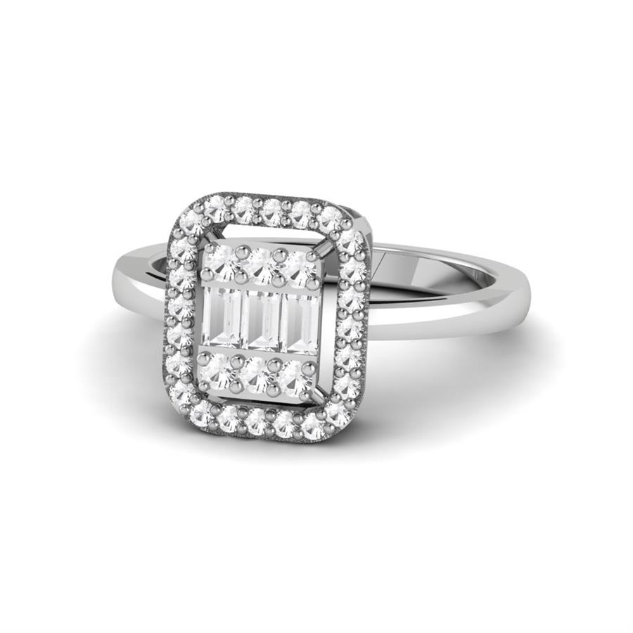 Bagues Princesse Argent Rhodié Blanc Diamant 0.5 ct