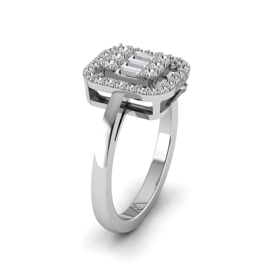 Bagues Princesse Argent Rhodié Blanc Diamant 0.5 ct