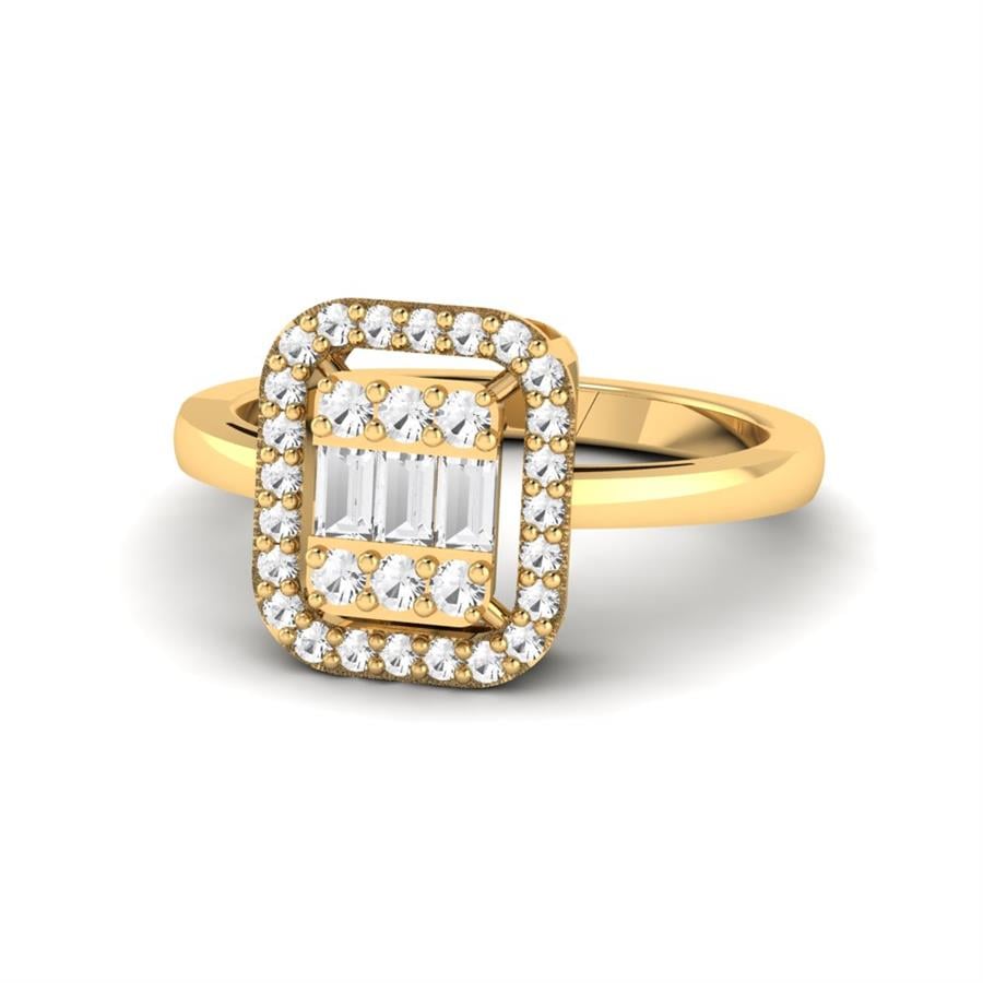 Bagues Princesse Or Jaune Oxyde de zirconium 0.5 ct