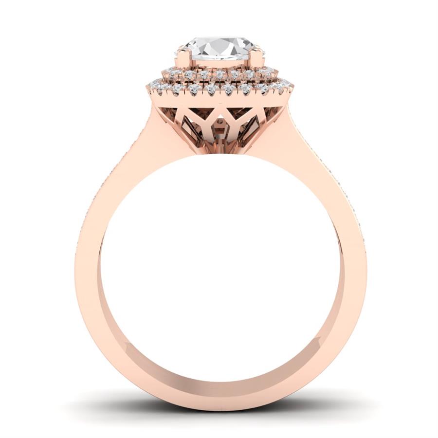 Bagues Splendeur Argent Plaqué Or Rose Diamant 1.5 ct