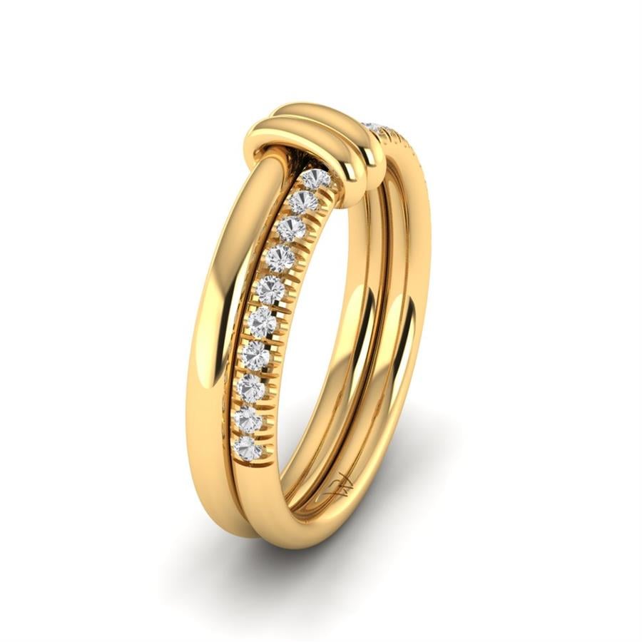 Bagues Uni Argent Plaqué Or Jaune Diamant 0.20 ct