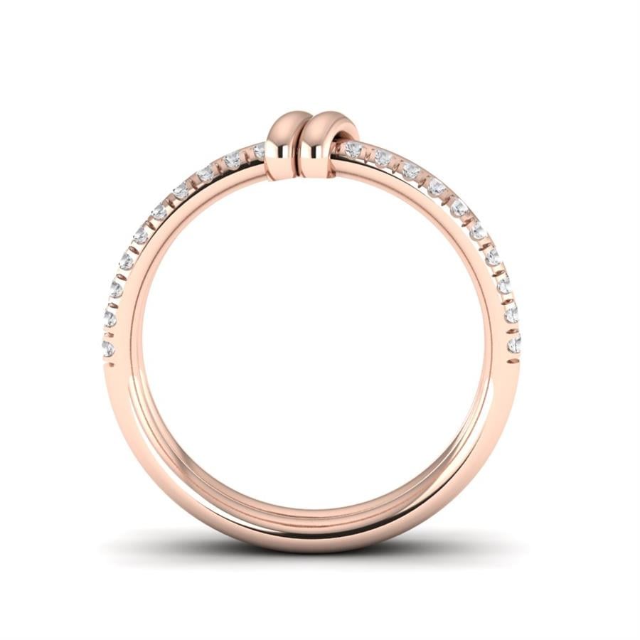 Bagues Uni Argent Plaqué Or Rose Diamant 0.20 ct