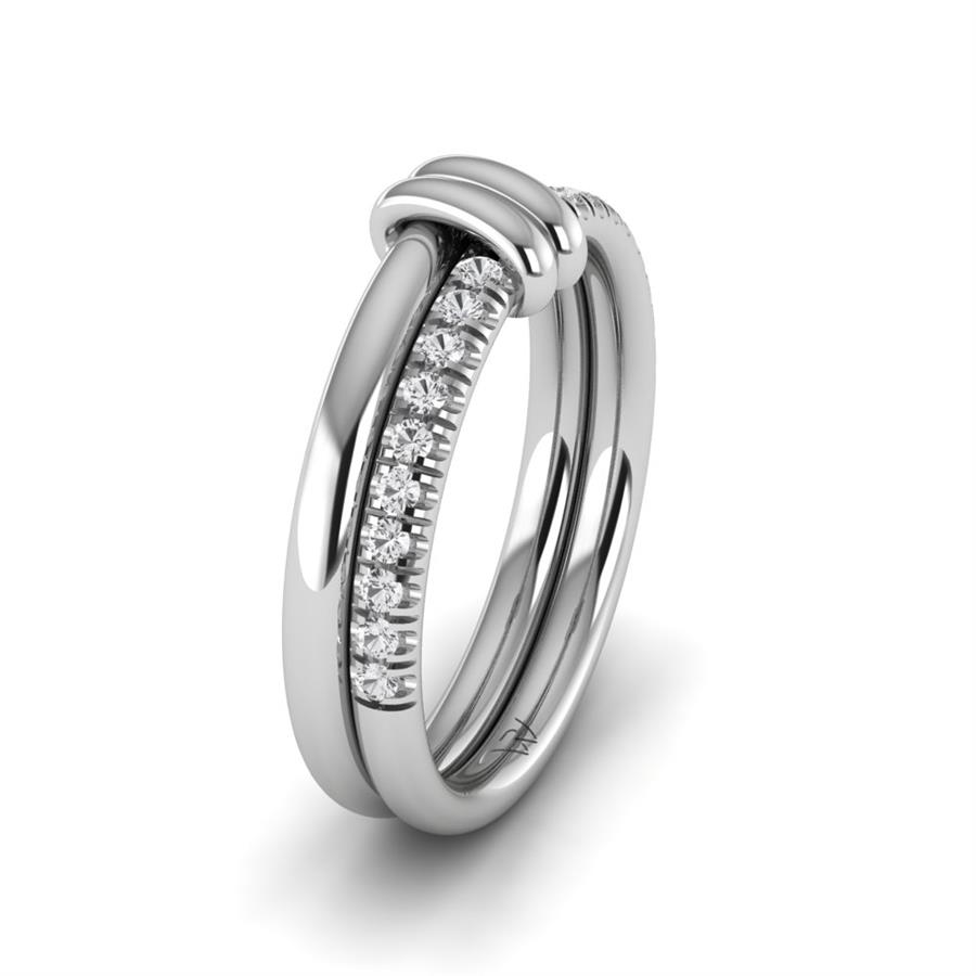 Bagues Uni Argent Rhodié Blanc Oxyde de zirconium 0.20 ct