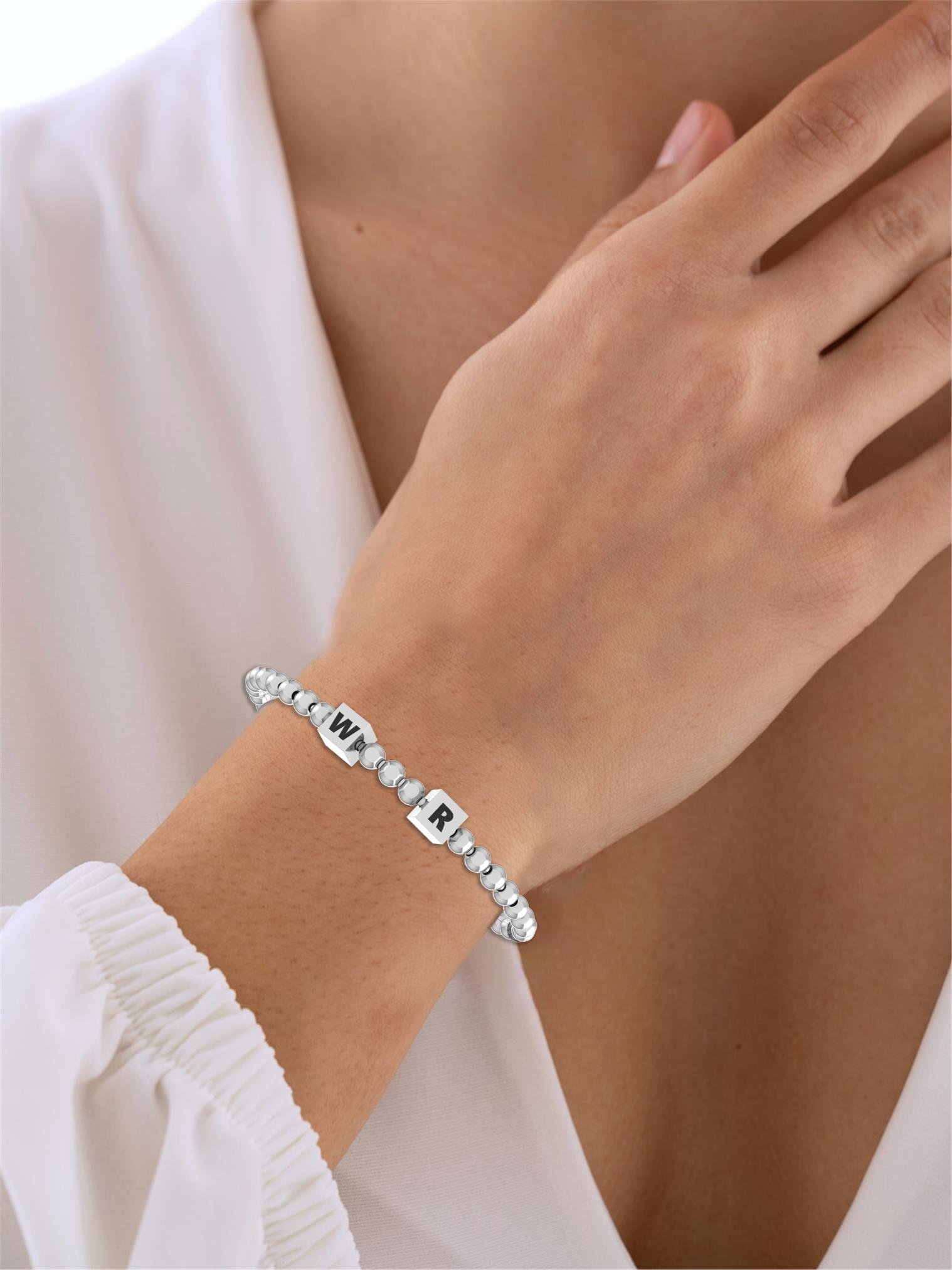 Bracelets Lettre d'amour Argent Blanc Rhodié