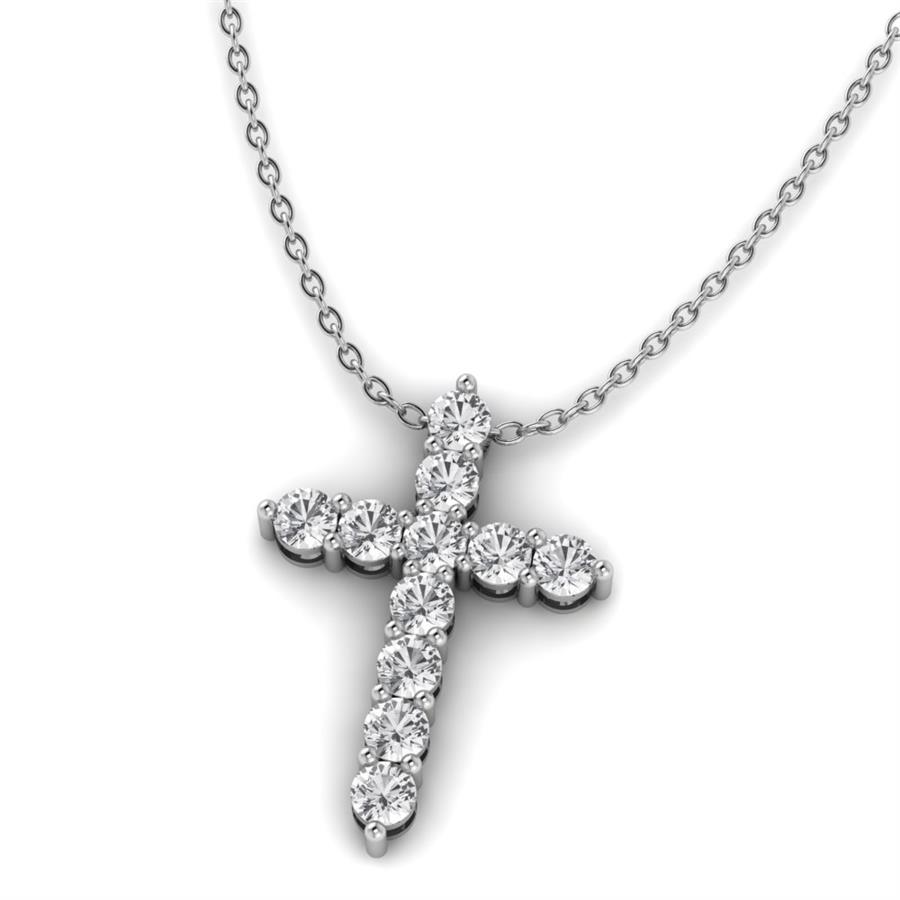 Colliers Croix Or Blanc Diamant 1.3 ct