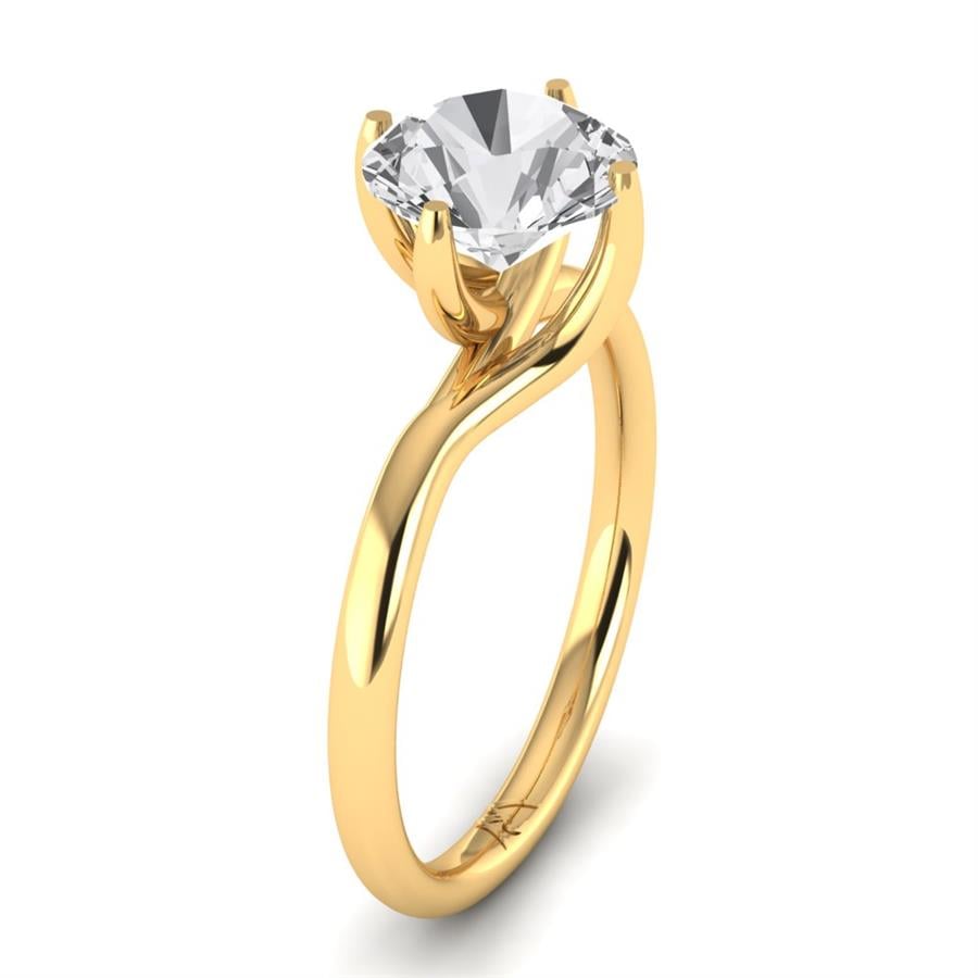 Solitaires Alba Argent Plaqué Or Jaune Diamant 2 ct