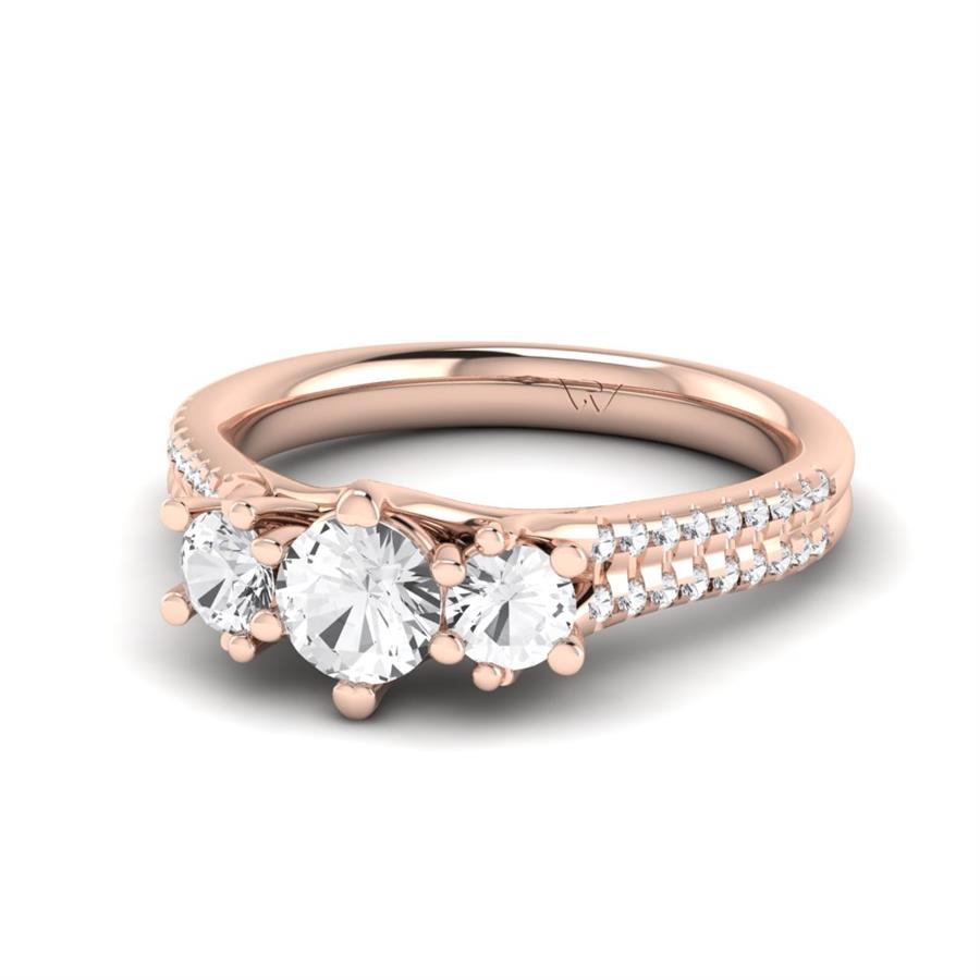 Solitaires Amarante Argent Plaqué Or Rose Oxyde de zirconium 1 ct