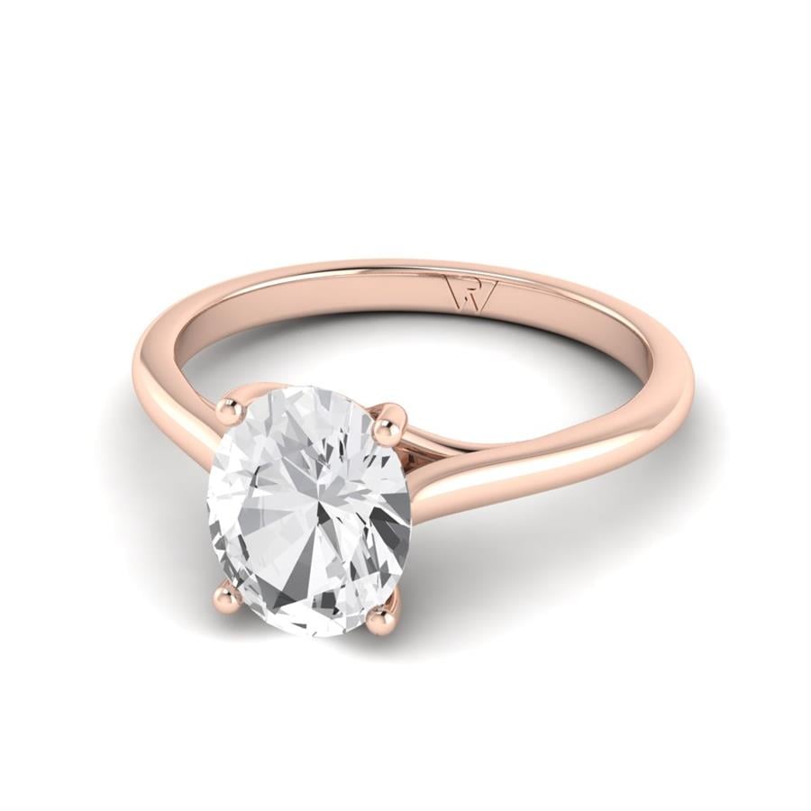 Solitaires Dralina Argent Plaqué Or Rose Diamant 1.5 ct