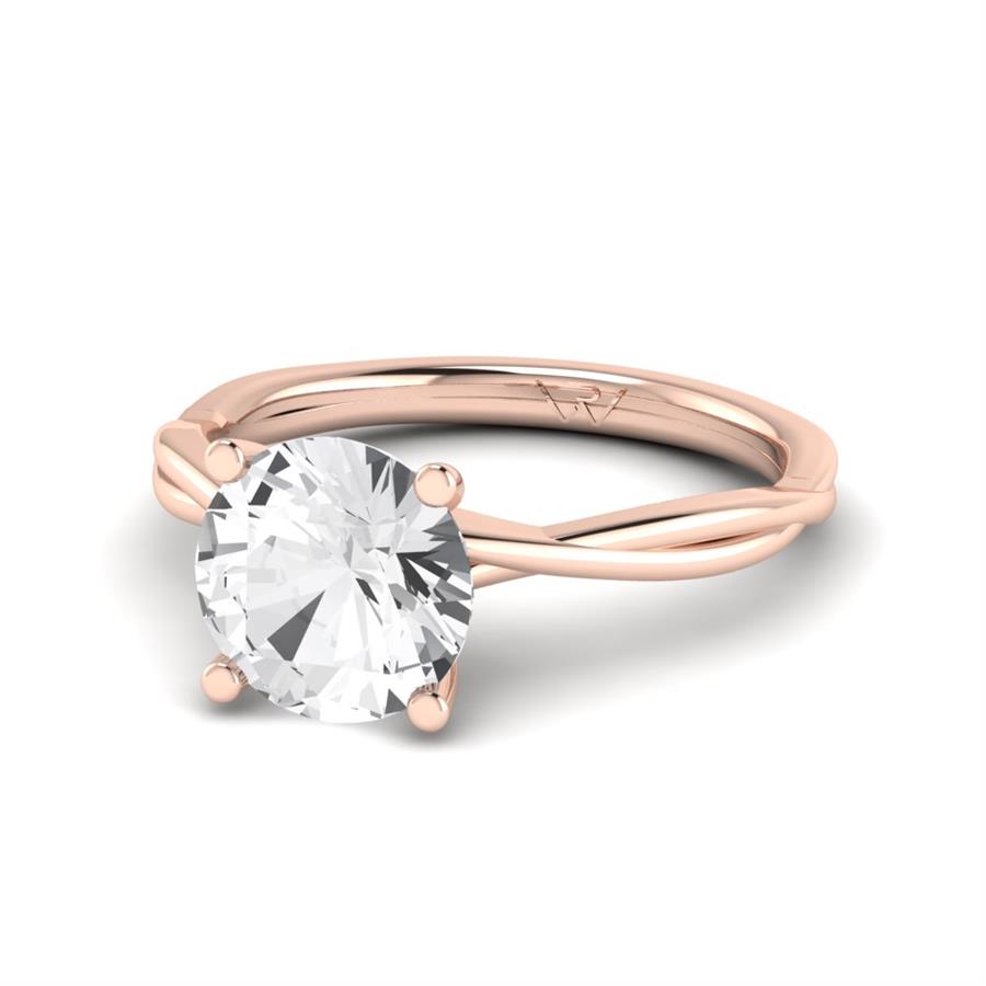 Solitaires Ellora Argent Plaqué Or Rose Diamant 2 ct