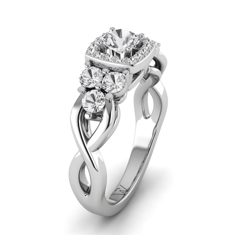 Solitaires Enigme Argent Rhodié Blanc Oxyde de zirconium 1.1 ct
