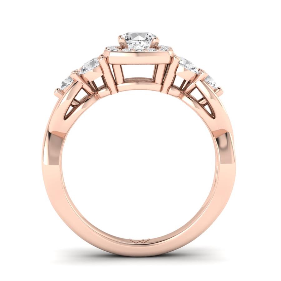 Solitaires Enigme Or Rose Oxyde de zirconium 1.1 ct