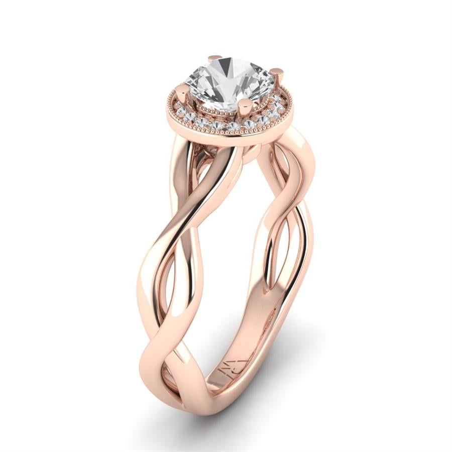 Solitaires Floréal Argent Plaqué Or Rose Diamant 0.75 ct