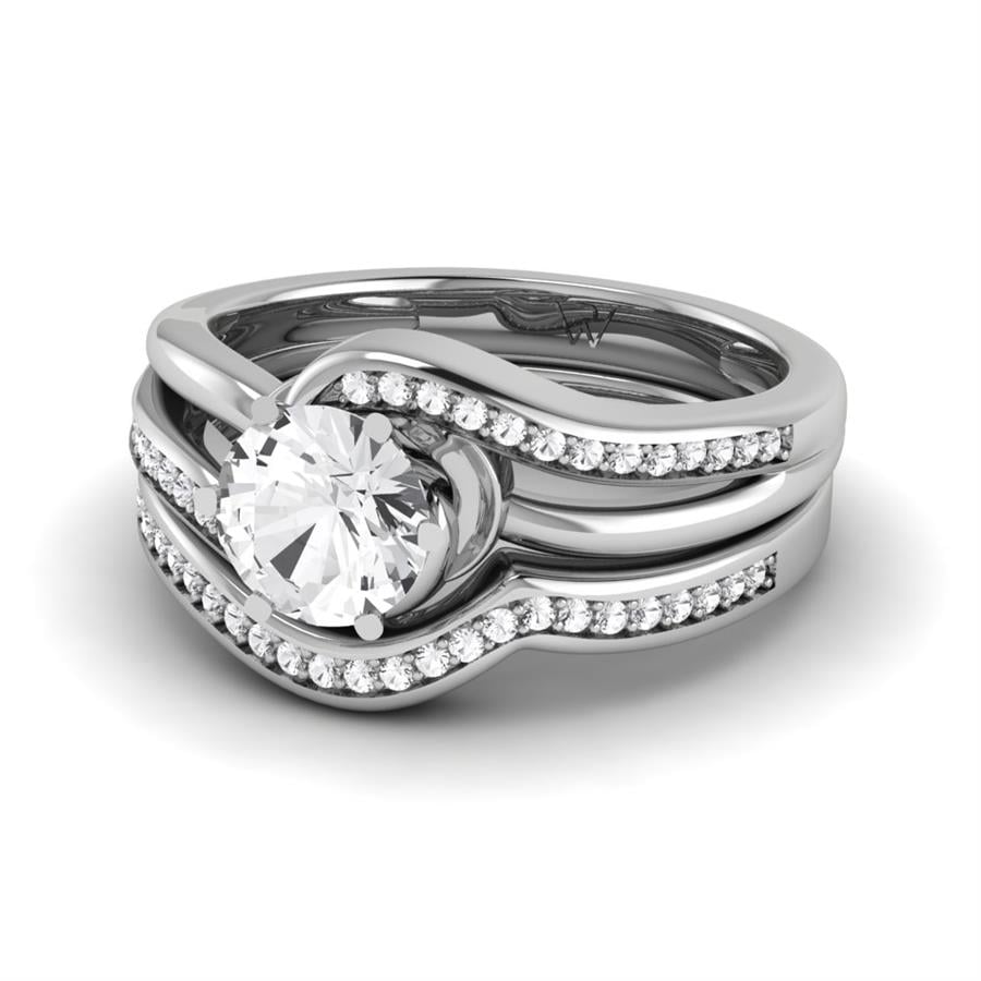Solitaires Fusion Argent Rhodié Blanc Diamant 1.15 ct
