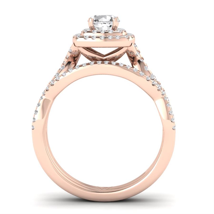Solitaires Harmonie Argent Plaqué Or Rose Diamant 1 ct