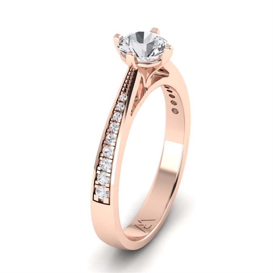 Solitaires Élise Argent Plaqué Or Rose Diamant 0.60 ct