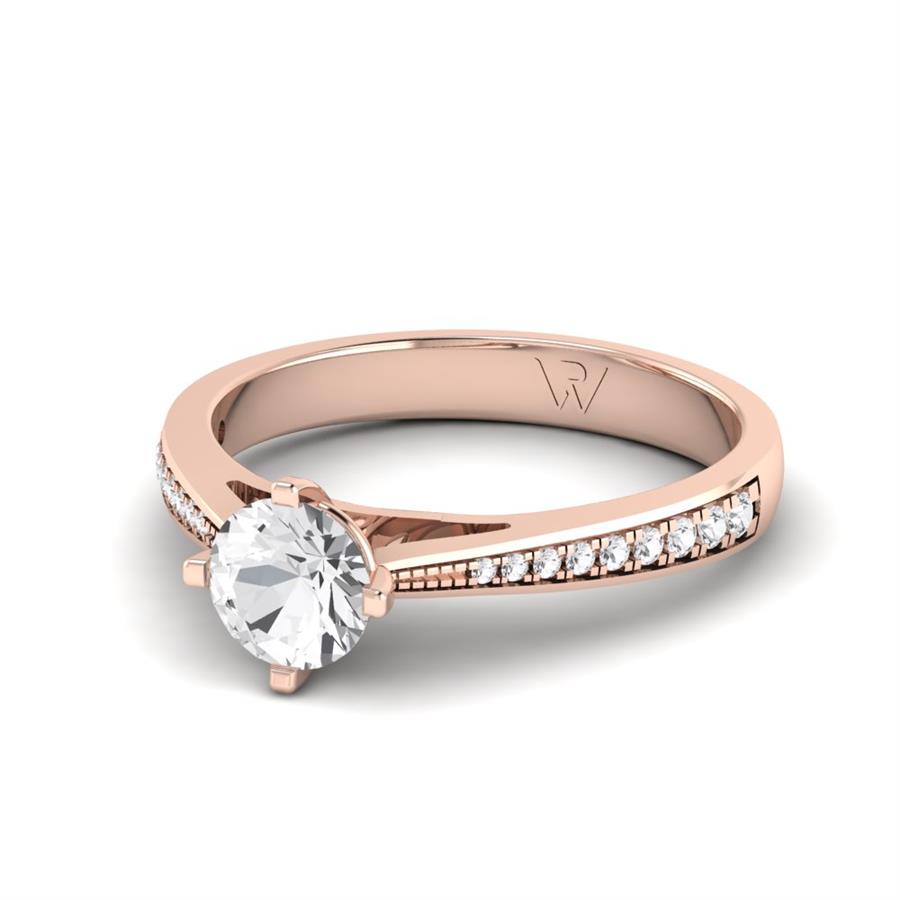 Solitaires Élise Argent Plaqué Or Rose Diamant 0.60 ct