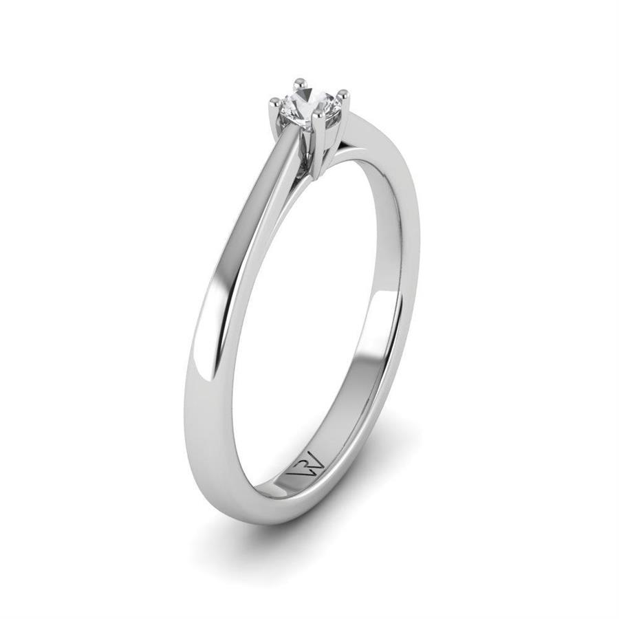 Solitaires Magnifique Or Blanc Argent Diamant 0.10 ct