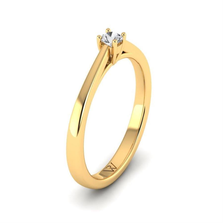 Solitaires Magnifique Or Jaune Argent Diamant 0.10 ct