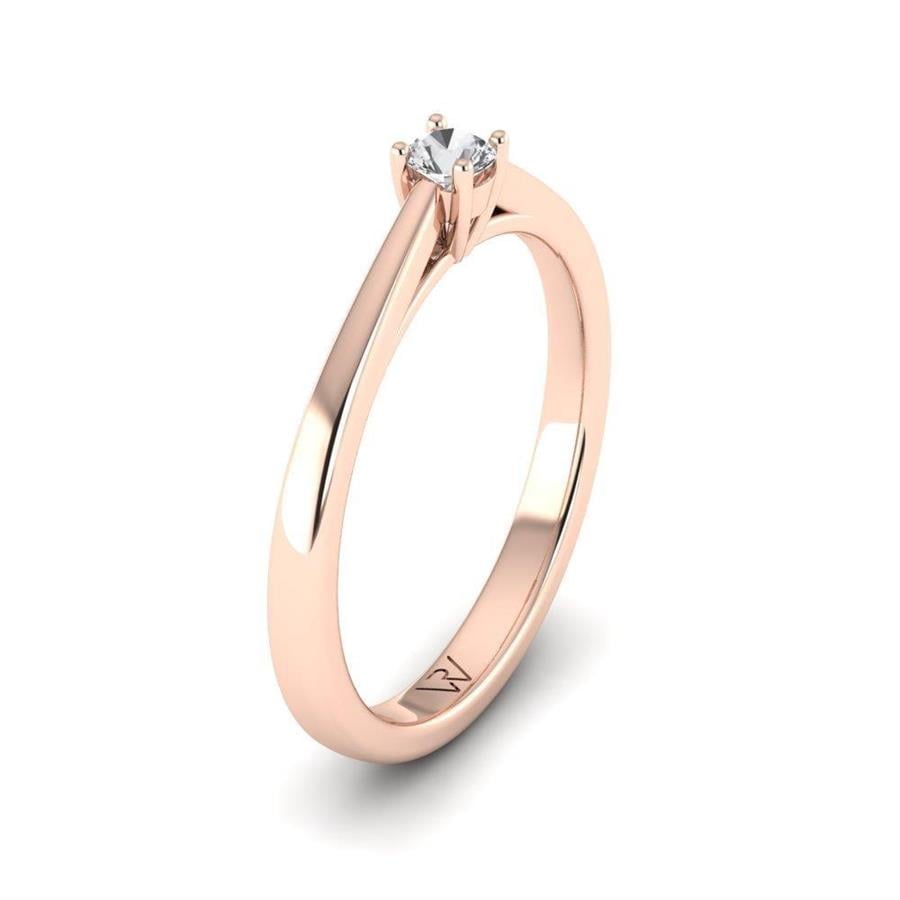 Solitaires Magnifique Or Rose Argent Diamant 0.10 ct