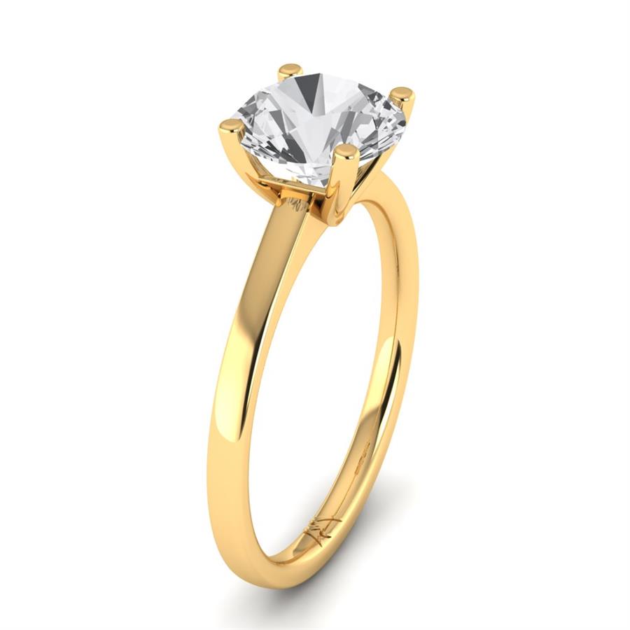 Solitaires Noble Argent Plaqué Or Jaune Diamant 2 ct