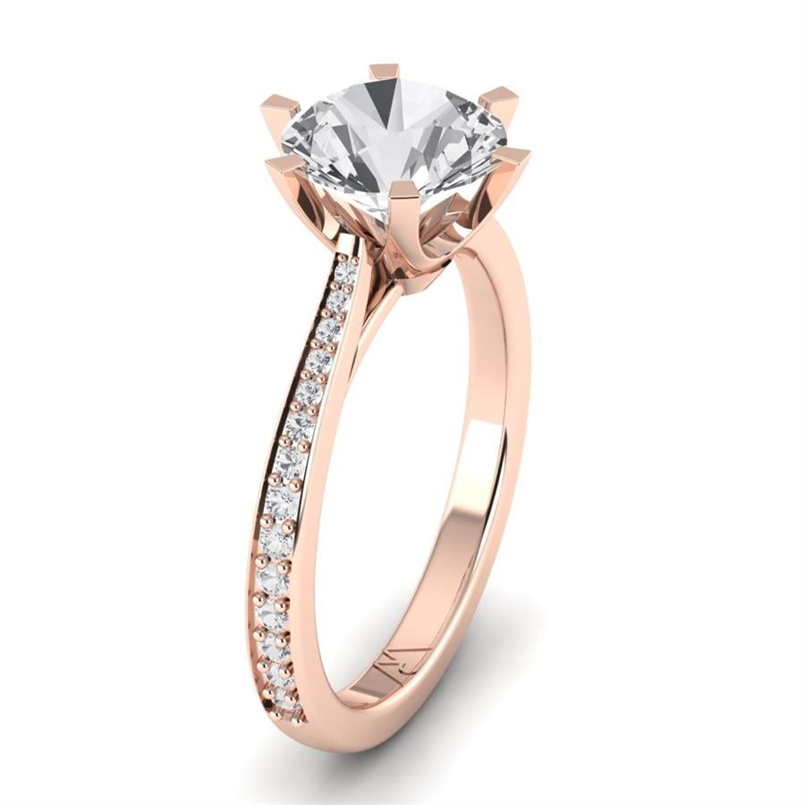 Solitaires Nuvia Argent Plaqué Or Rose Diamant 2.4 ct