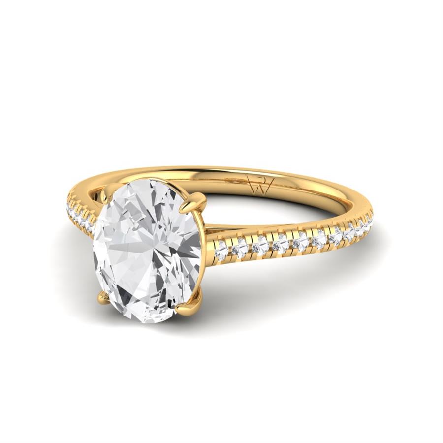 Solitaires Ovale Argent Plaqué Or Jaune Oxyde de zirconium 1.85 ct