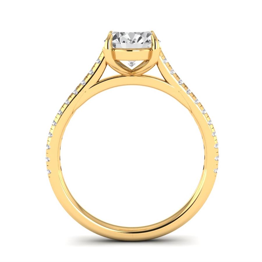 Solitaires Ovale Argent Plaqué Or Jaune Diamant 1.85 ct