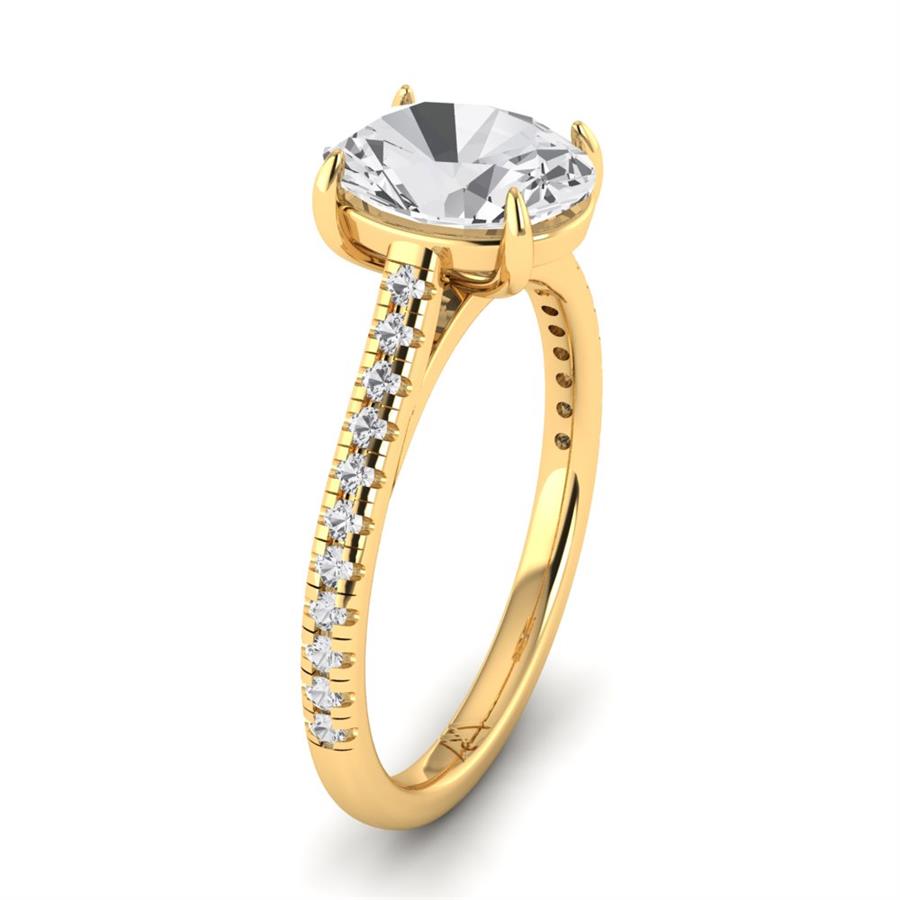 Solitaires Ovale Argent Plaqué Or Jaune Diamant 1.85 ct