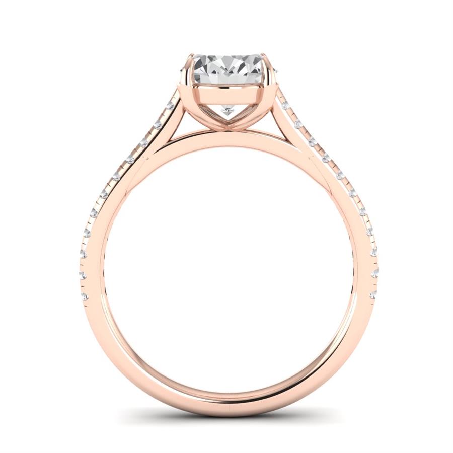Solitaires Ovale Argent Plaqué Or Rose Diamant 1.85 ct