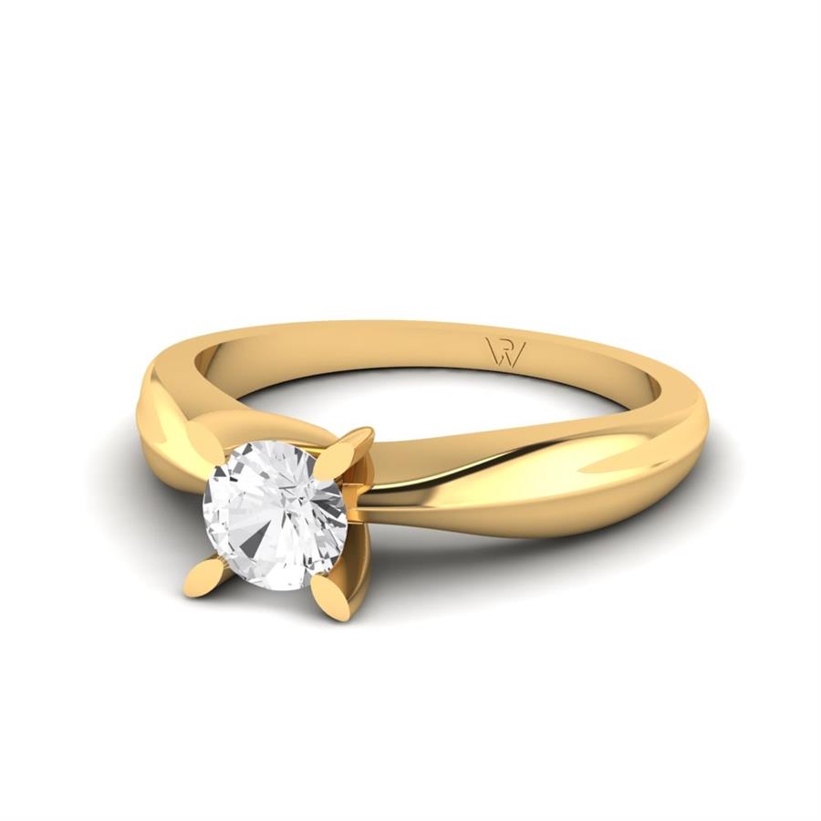 Solitaires Pétale Argent Plaqué Or Jaune Oxyde de zirconium 0.50 ct