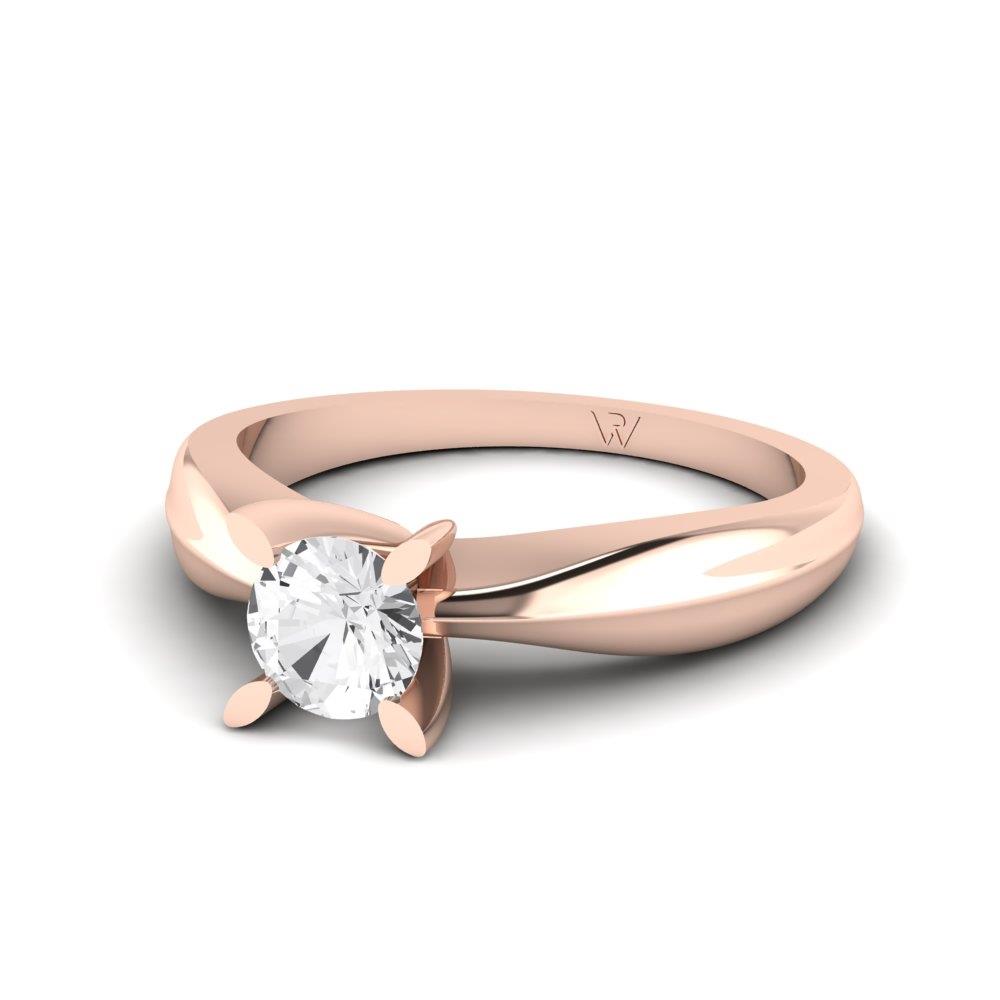 Solitaires Pétale Argent Plaqué Or Rose Oxyde de zirconium 0.50 ct
