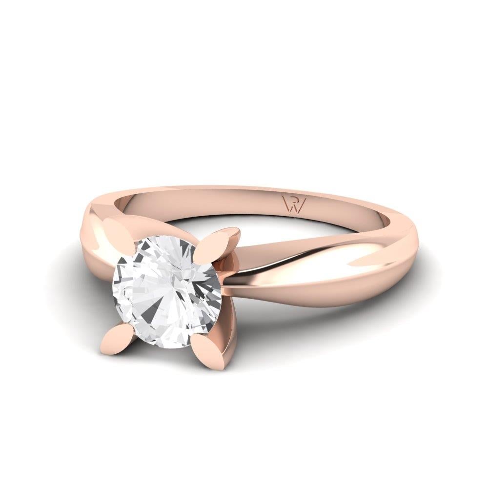Solitaires Pétale Argent Plaqué Or Rose Oxyde de zirconium 1 ct