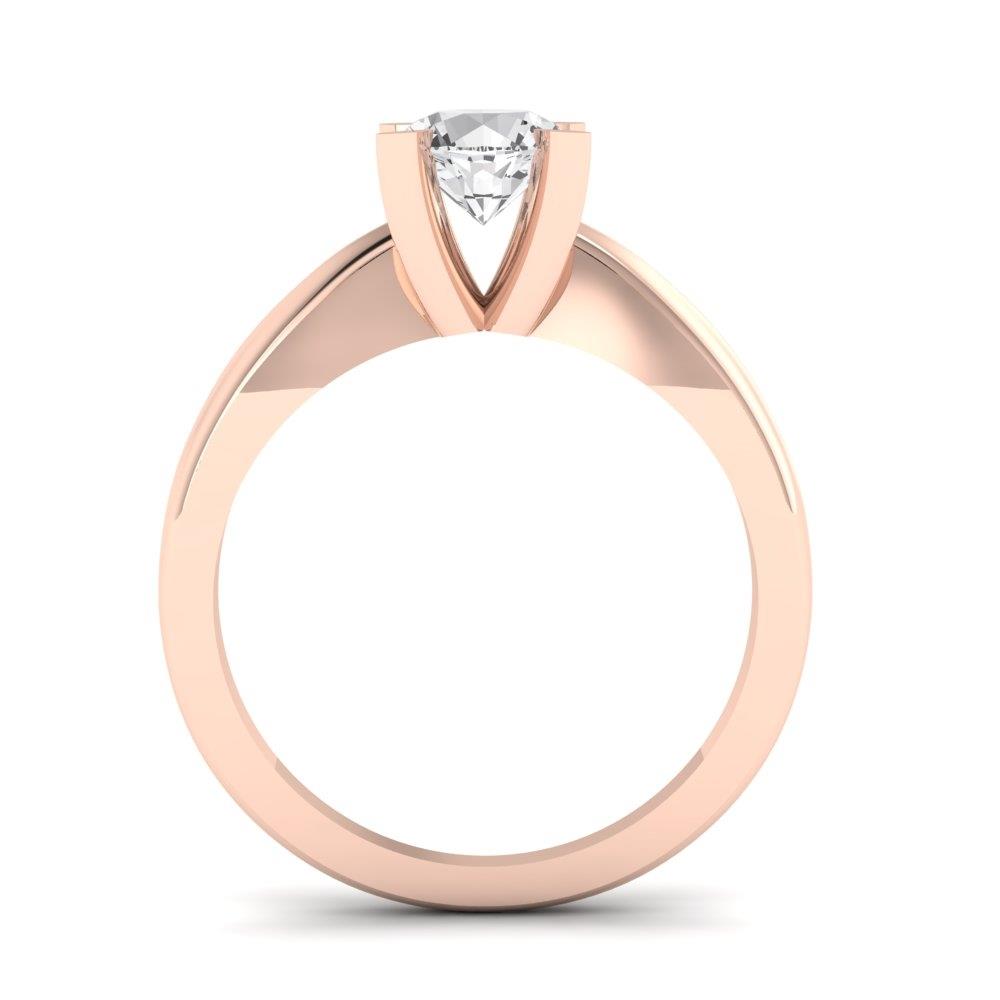 Solitaires Pétale Argent Plaqué Or Rose Diamant 0.70 ct