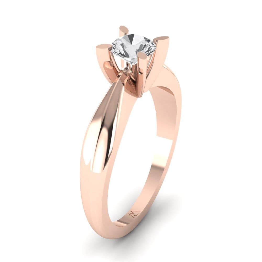 Solitaires Pétale Argent Plaqué Or Rose Diamant 0.50 ct