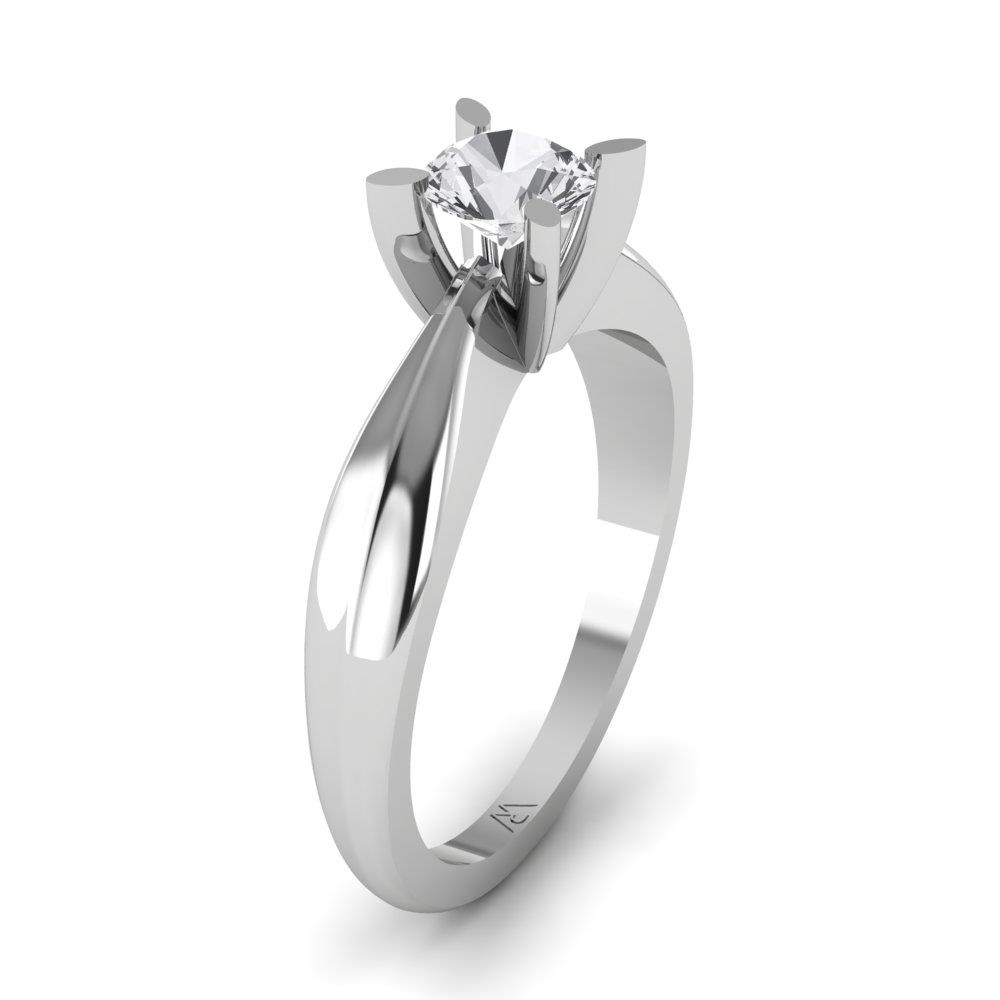 Solitaires Pétale Argent Rhodié Blanc Diamant 0.50 ct