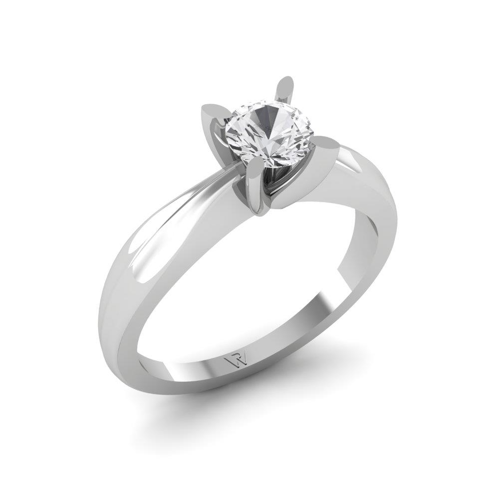 Solitaires Pétale Argent Rhodié Blanc Oxyde de zirconium 0.50 ct