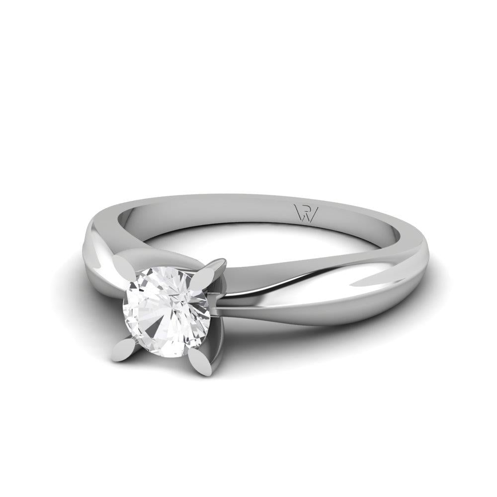 Solitaires Pétale Argent Rhodié Blanc Oxyde de zirconium 0.50 ct