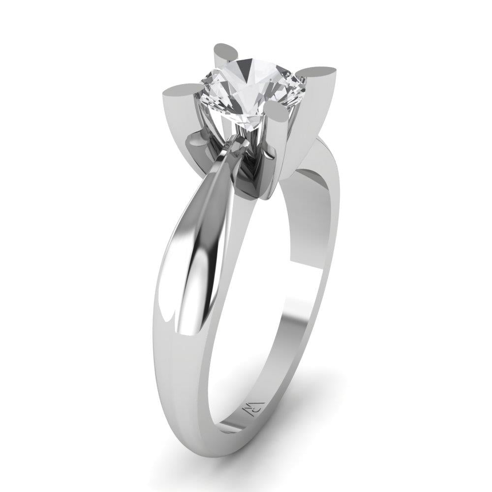 Solitaires Pétale Argent Rhodié Blanc Oxyde de zirconium 1 ct