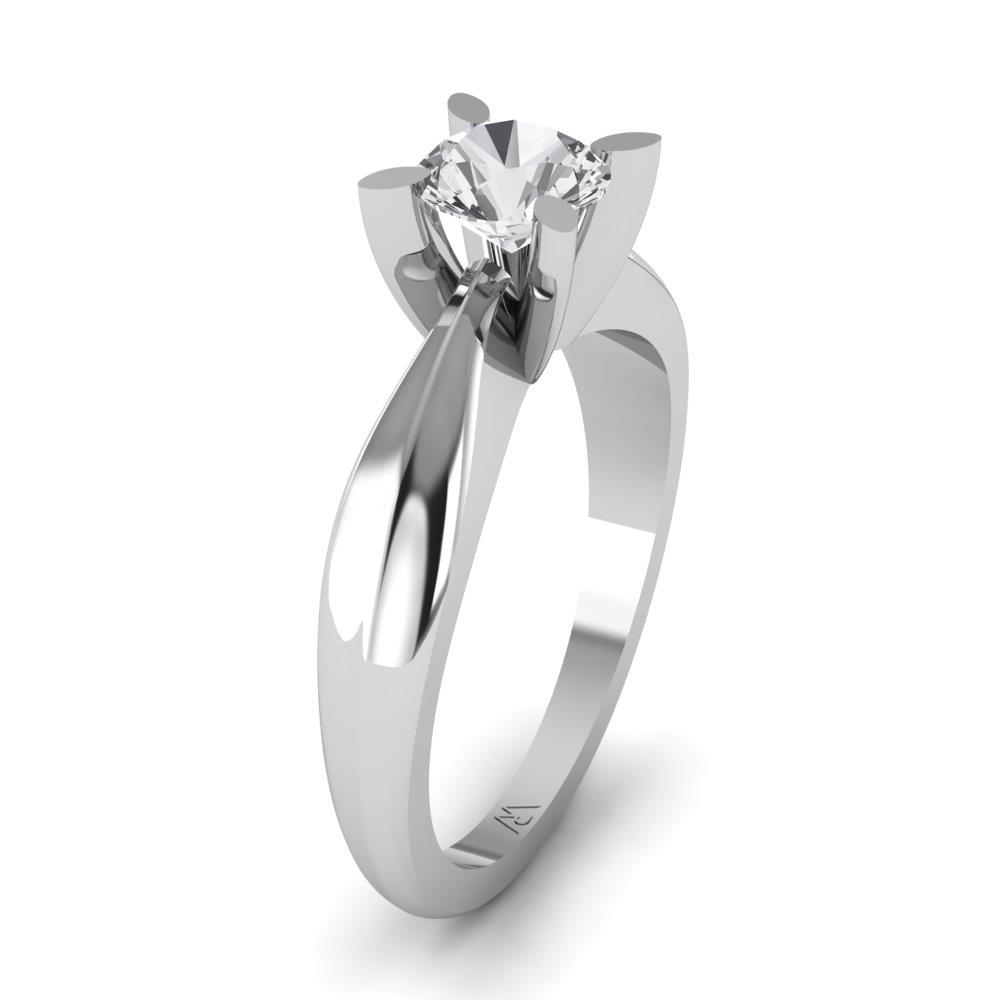 Solitaires Pétale Argent Rhodié Blanc Oxyde de zirconium 0.70 ct