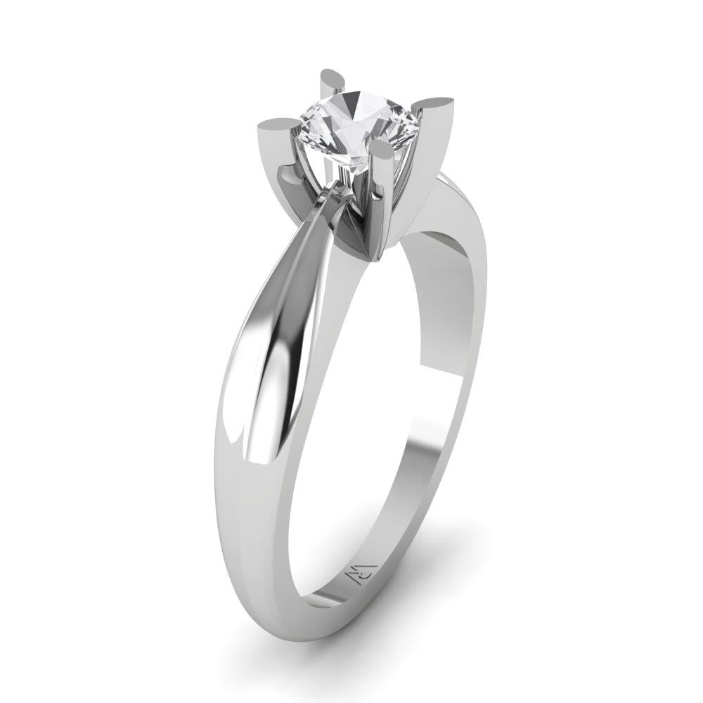 Solitaires Pétale Argent Rhodié Blanc Oxyde de zirconium 0.50 ct