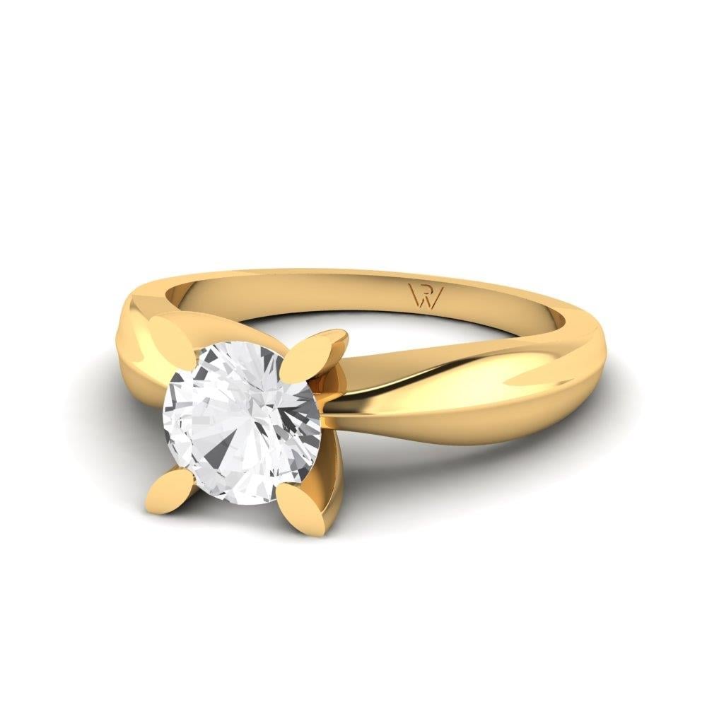 Solitaires Pétale Or Jaune Oxyde de zirconium 1 ct