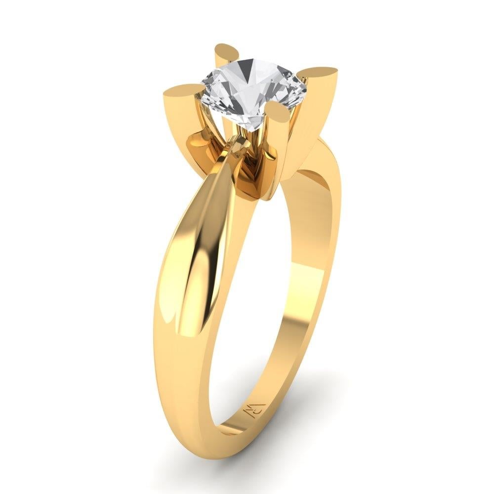 Solitaires Pétale Or Jaune Oxyde de zirconium 1 ct
