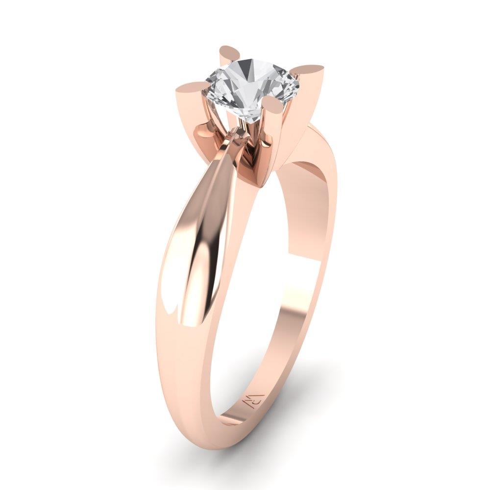 Solitaires Pétale Or Rose Diamant 0.70 ct