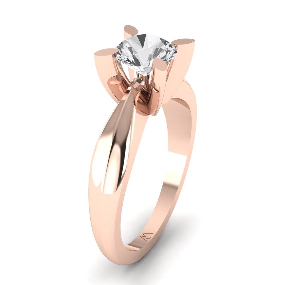 Solitaires Pétale Or Rose Diamant 1 ct