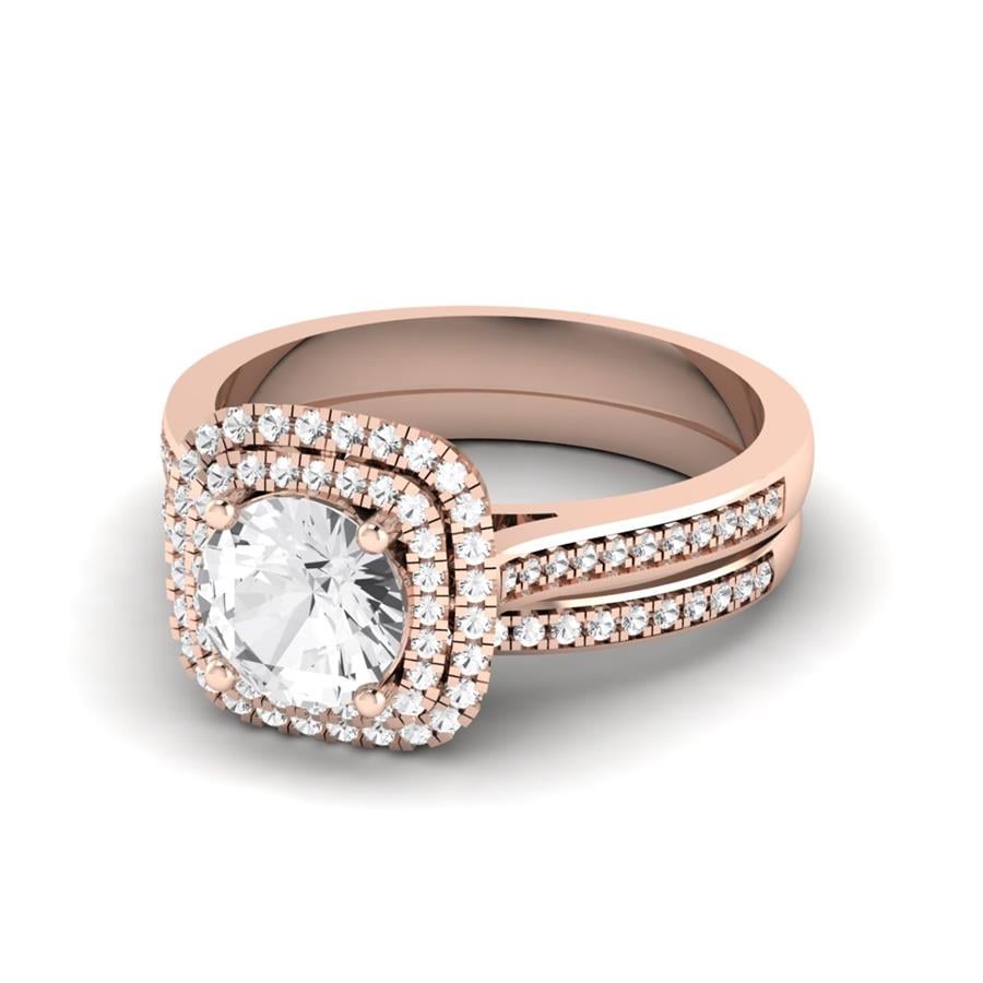 Solitaires Rayonne Argent Plaqué Or Rose Oxyde de zirconium 1,27 ct