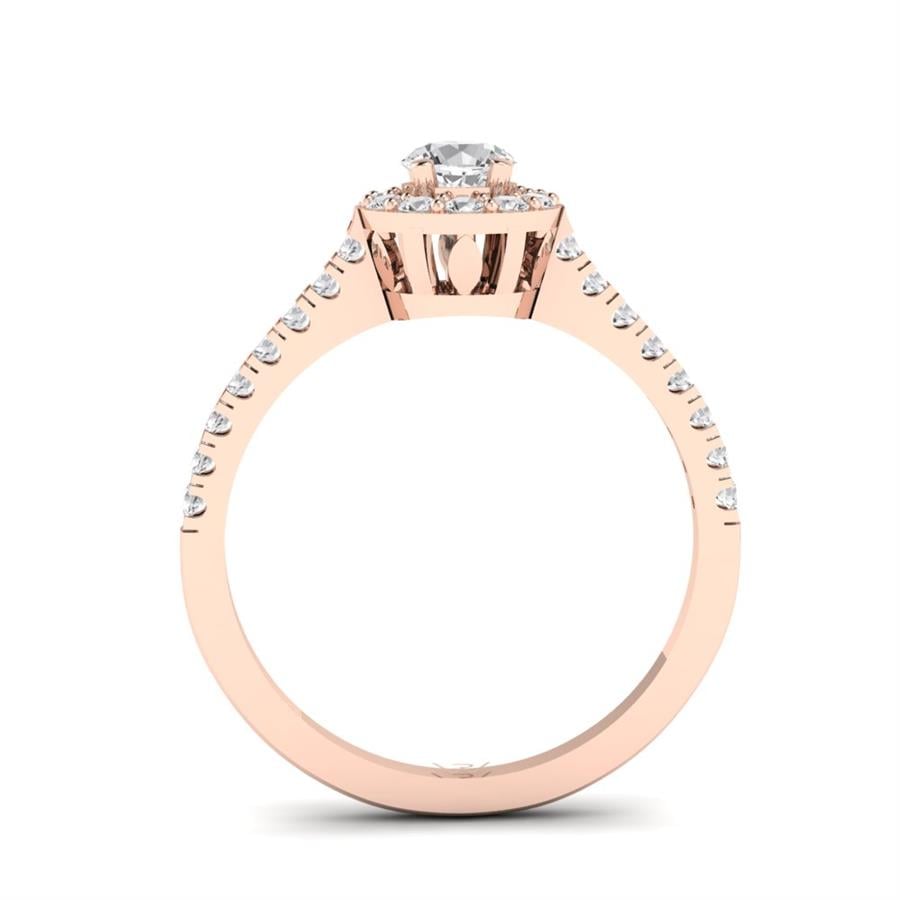 Solitaires Roseline Argent Plaqué Or Rose Diamant 0.55 ct