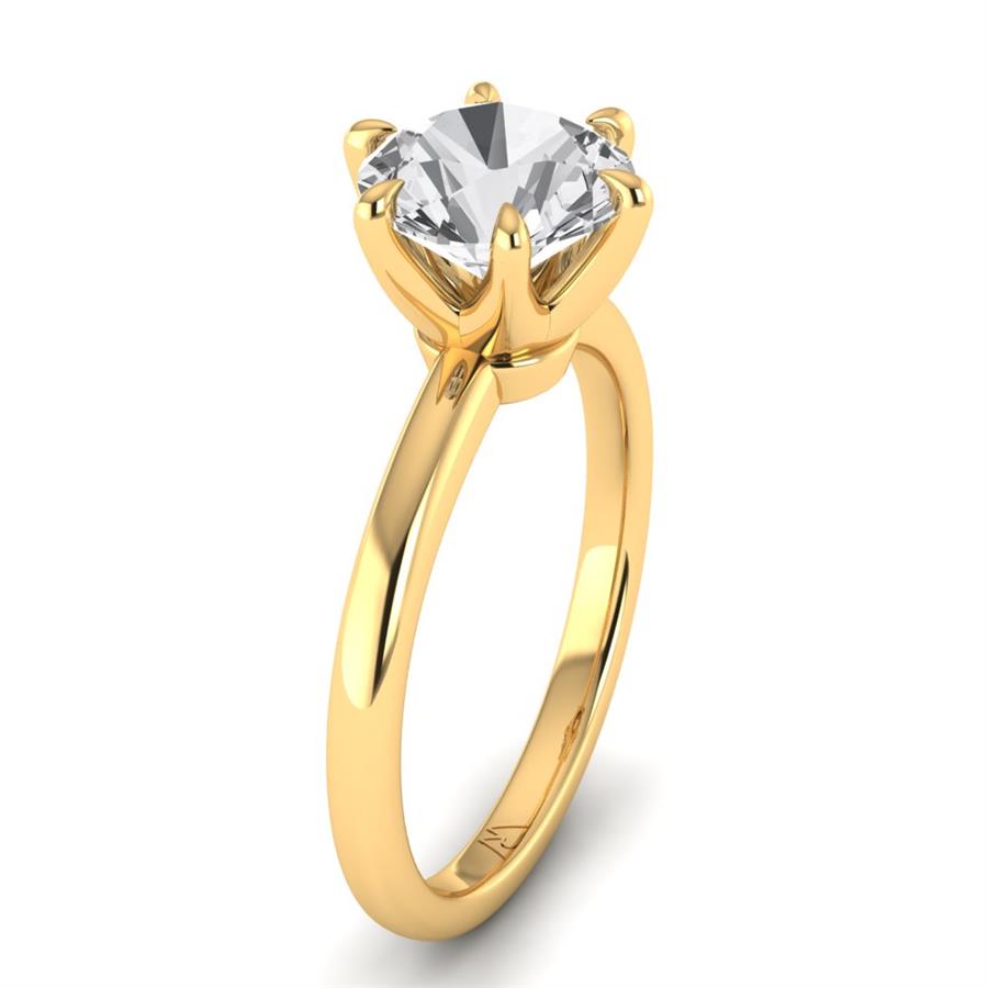 Solitaires Talara Argent Plaqué Or Jaune Diamant de Synthèse 2 ct