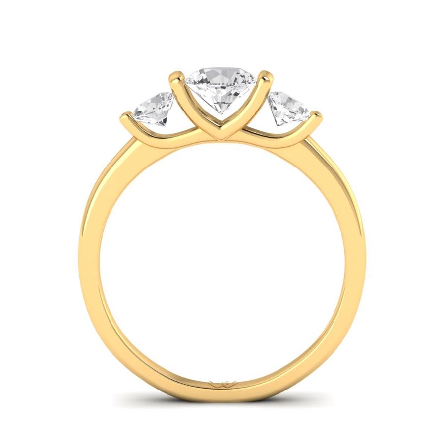 Solitaires Trio Argent Plaqué Or Jaune Diamant 0.9 ct