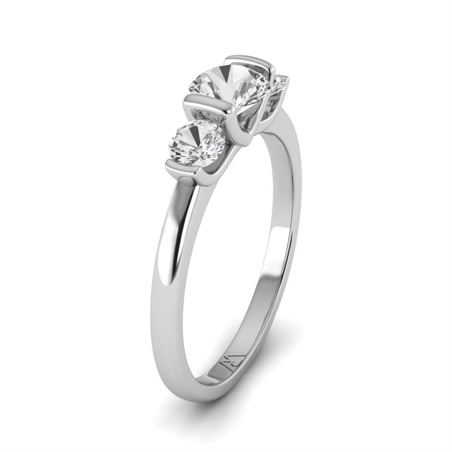 Solitaires Trio Argent Rhodié Blanc Oxyde de zirconium 0.9 ct